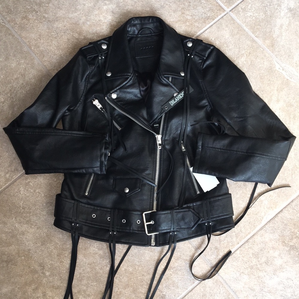 Blank nyc  faux leather moto jacket black sz small